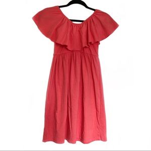 Revelry Coral Ruffle Top A-Line Dress Medium